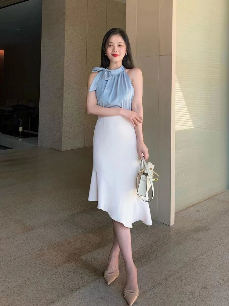 Fishtail Skirt Woman Outfit Summer Fashion 2025 Formal Occasion Clothing Trend Event Sleeveless 2 Pieces Skirt Sets for Women