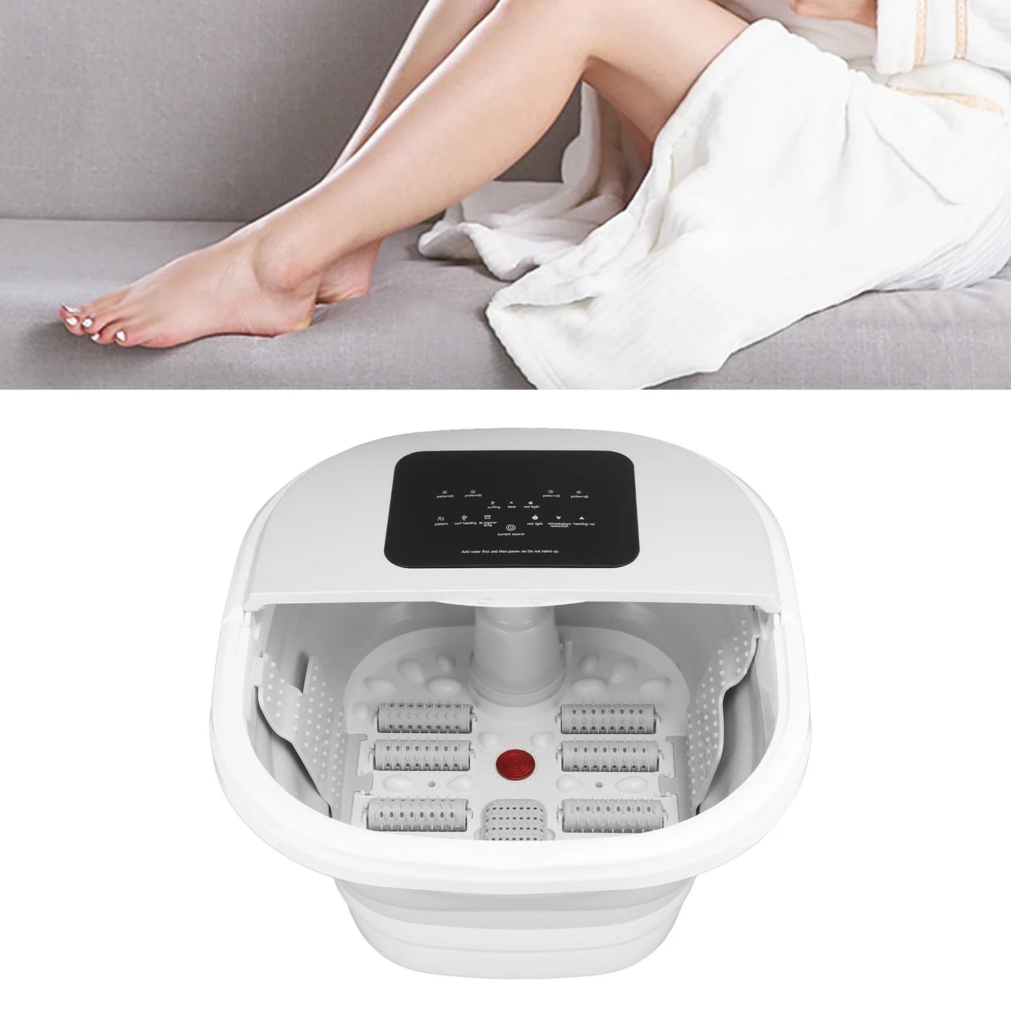 Smart Foldable Foot Soak Tub Remote Control 420W 8L Large Capacity Heating Foot Spa Massager Soaker with 8 Set Rollers