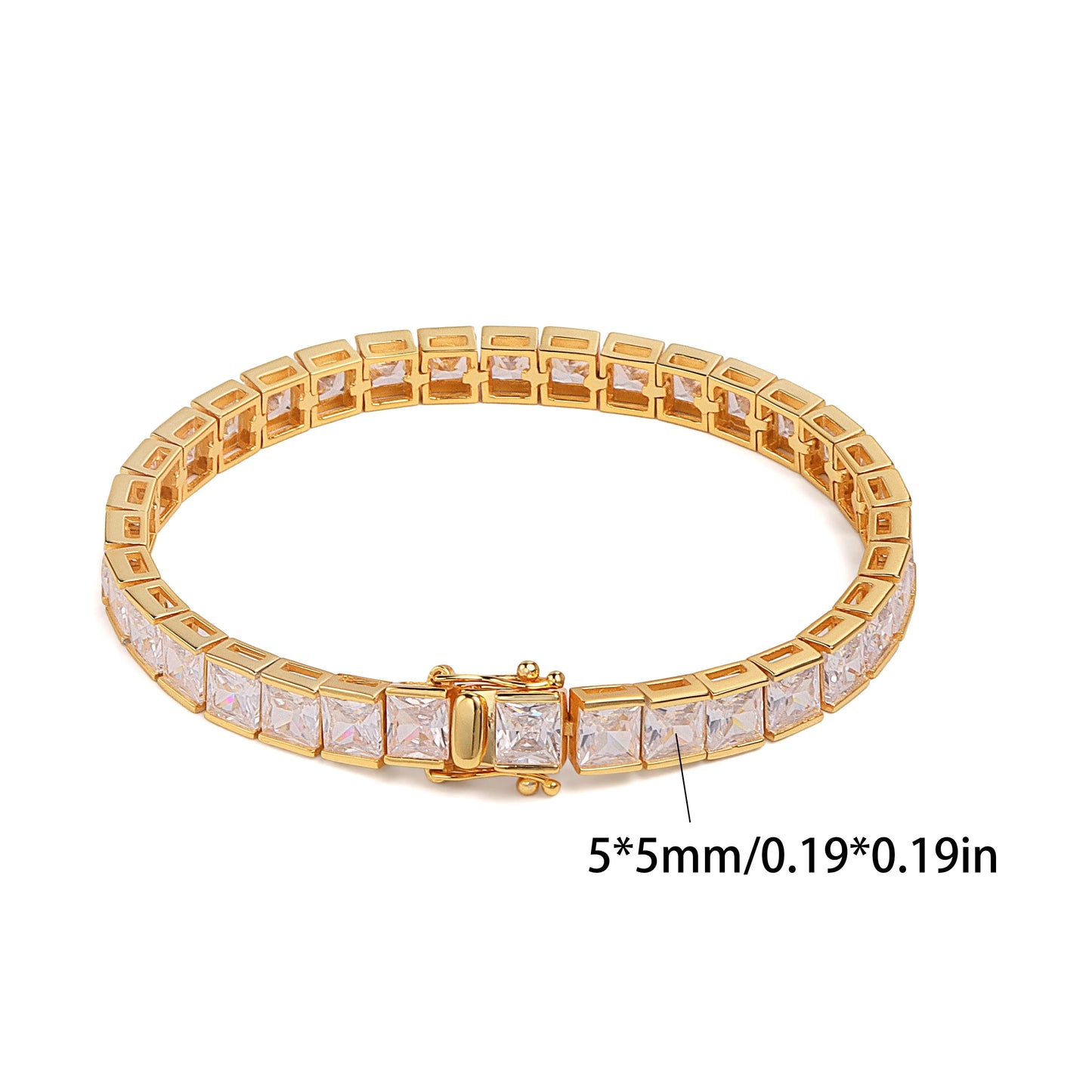 1pc S925 Sterling Silver with 5mm*5mm 5A Zirconia Tennis Bracelet, Men's and Women's, | Gemstones & Jewelry | Gifts for Him | G