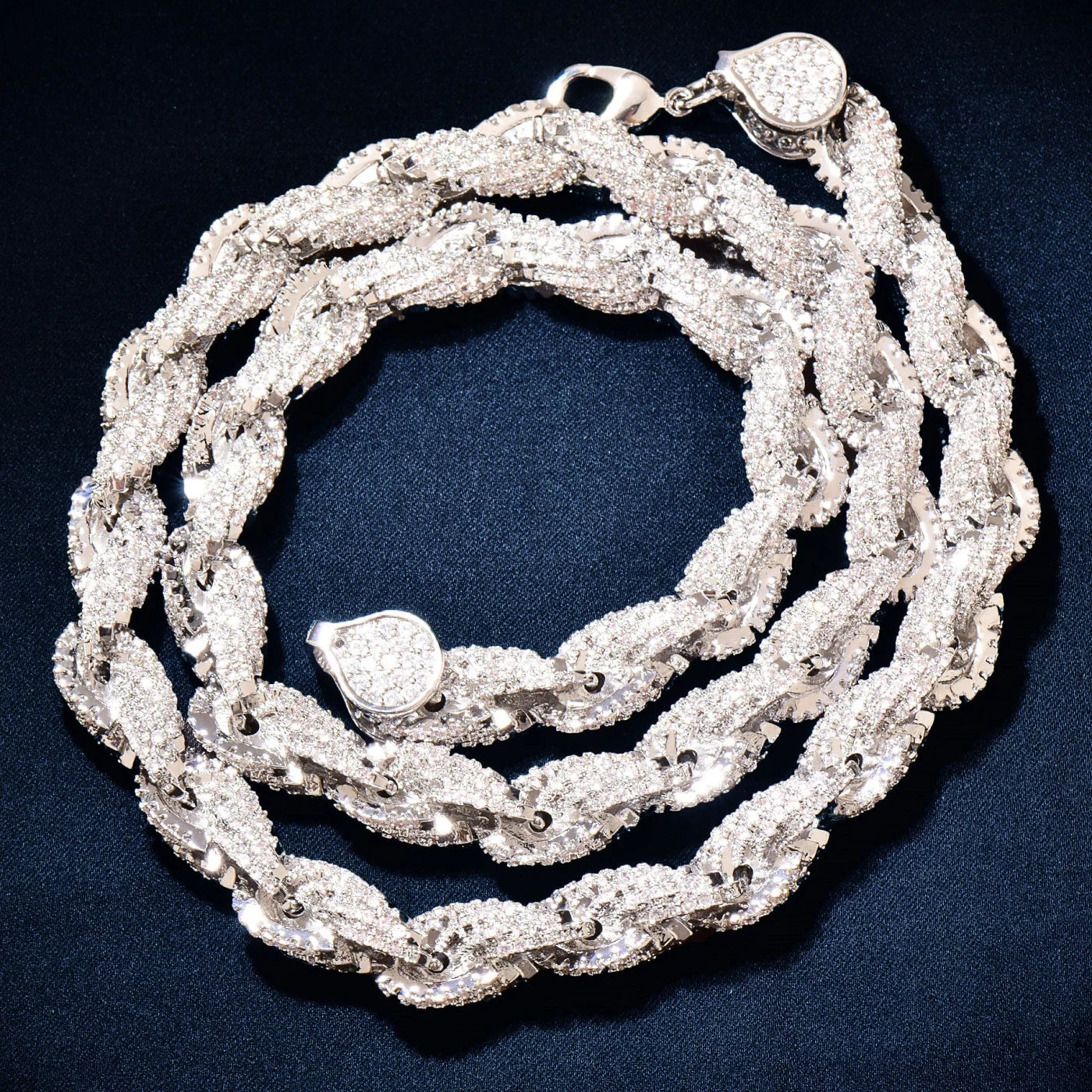 CUC 8mm Iced Out CZ Rope Chain Gold Color Iced Out Zirconia Men Hip Hop Necklace Link Fashion Punk Rapper Jewelry