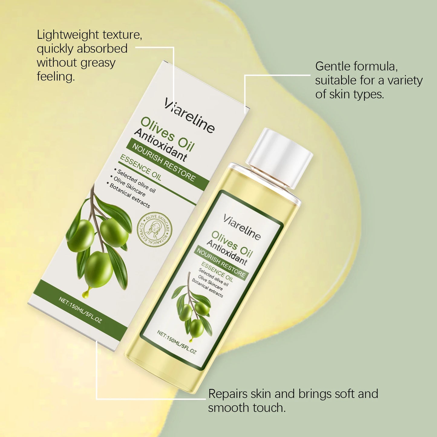 Viareline Olives Oil Body Essence Oil Deeply Moisturizing Anti-oxidant Nourishing Improve Tightness Restoring Face Skin Care Oil