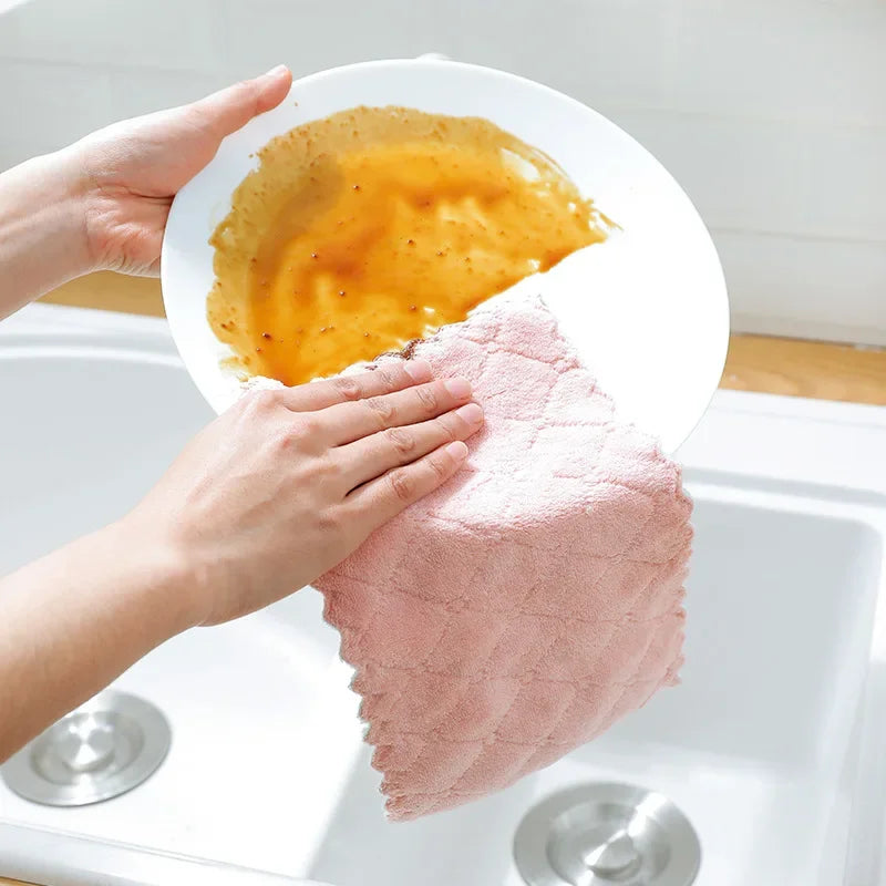 10pcs Absorbent Kitchen Towels Soft Microfiber Cleaning Cloths Non-stick Oil Dish Cloth Rags For Kitchen Dish Towel