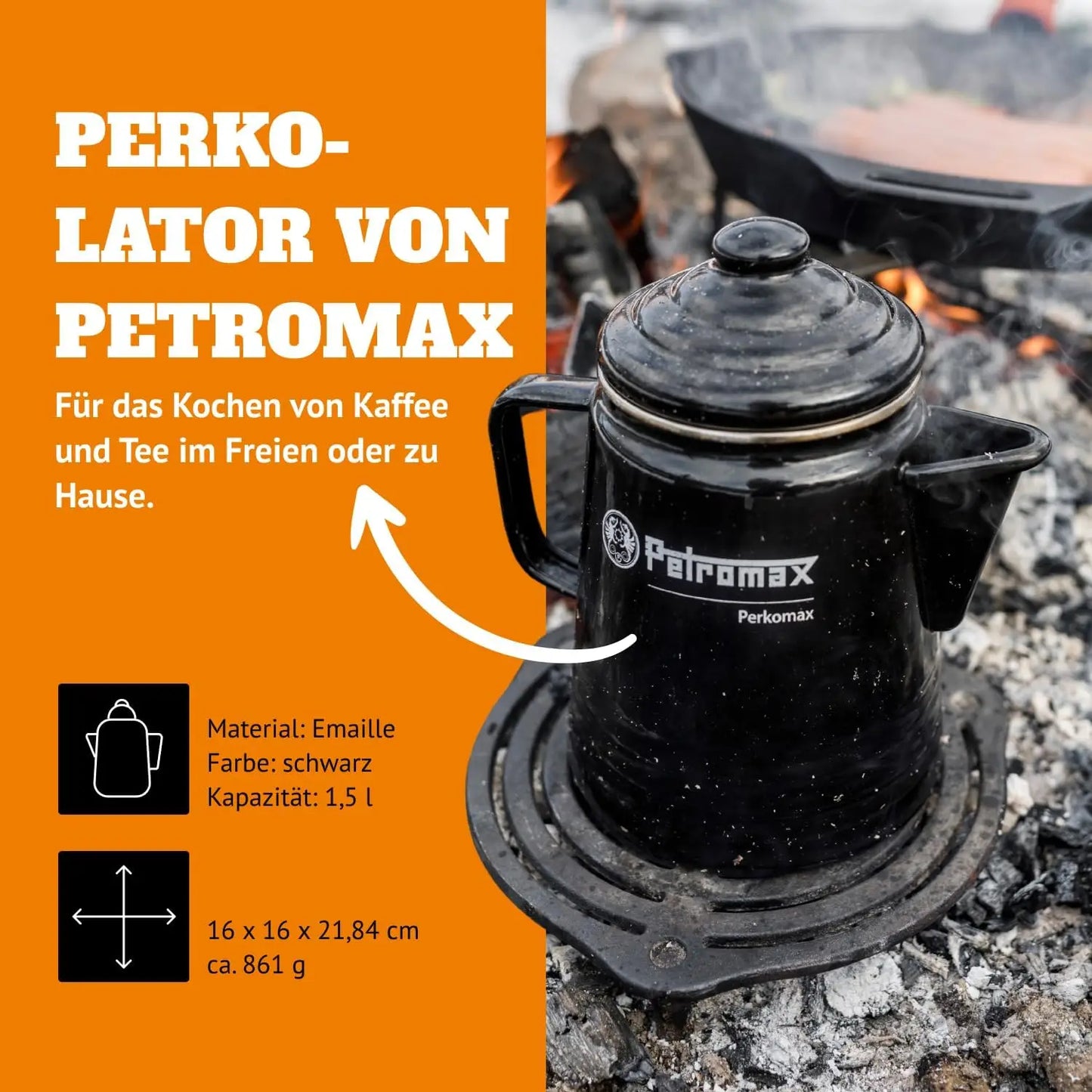Tea and Coffee Percolator, Use Indoor/Outdoors for Home Kitchen or Campfire, Enameled Steel Coffee and Tea Pot Brews to Your Tas