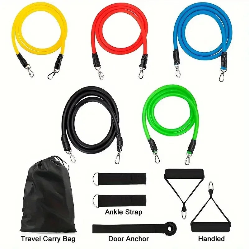 11Pcs/Set Pull Rope TPE Resistance Bands Portable Fitness Equipment Elastic Exercise Band Ankle Strap Chest Expander Exercise