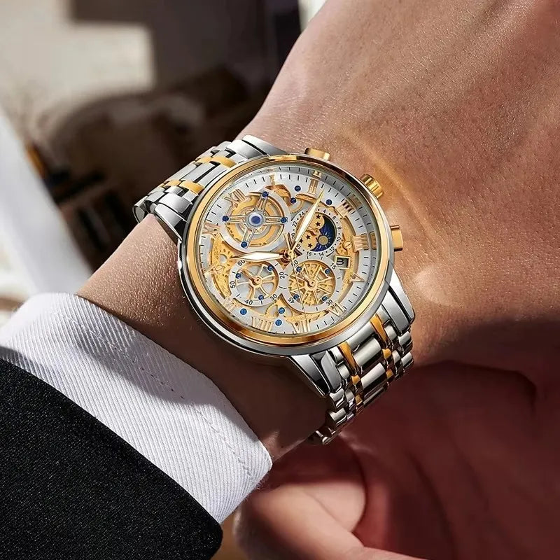 LIGE Luxury Fashion Men Watch Waterproof Luminous Date Man Wristwatch Stainless Steel Chronograph Quartz Men's Watches Reloj