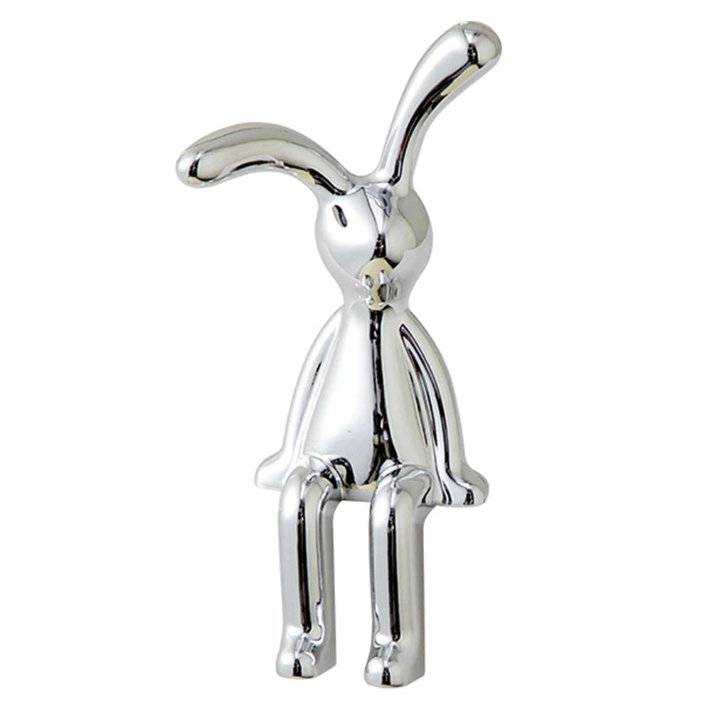 Rabbit Animal Decor Modern Style Sitting Rabbit Ornament Silver Nordic Rabbit Statue Living Room Decoration