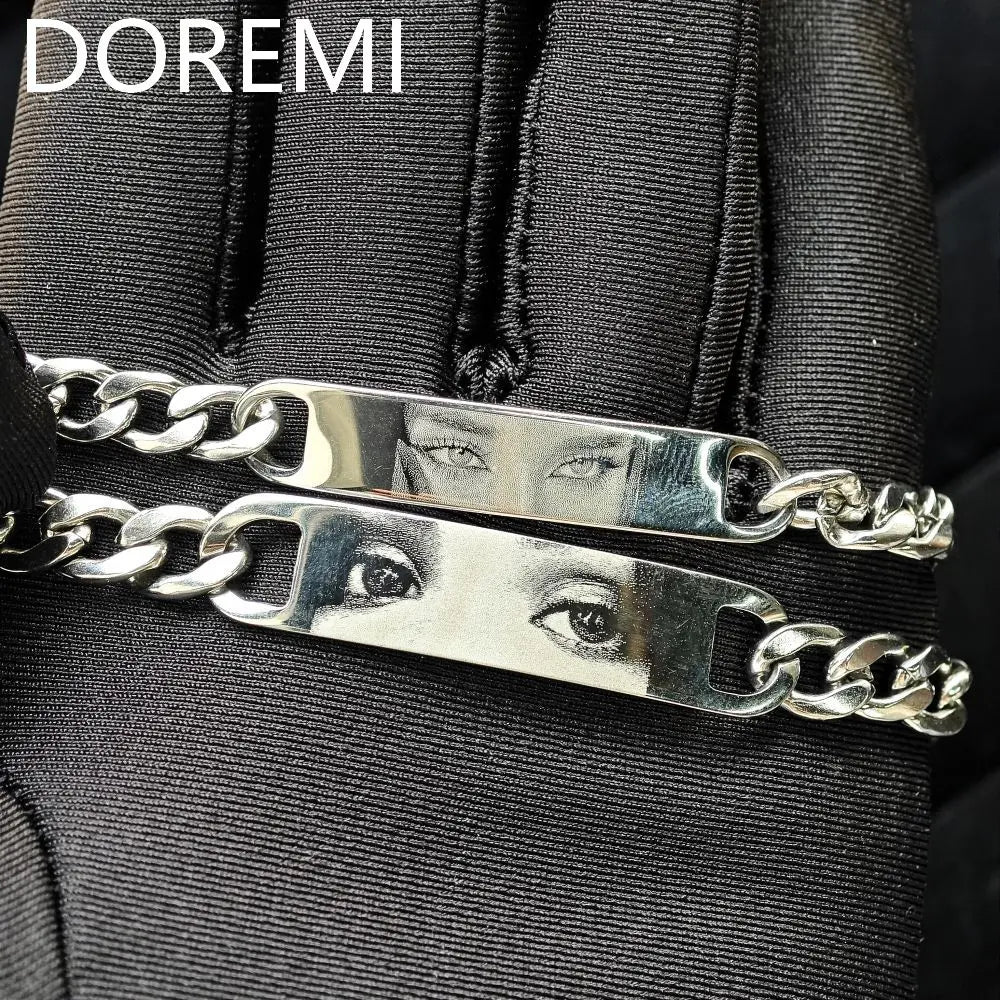 DOREMI New Products Custom Picture Engrave Eyes Photo Bracelet Cuban Chain Unisex Eyes Memory Bracelet