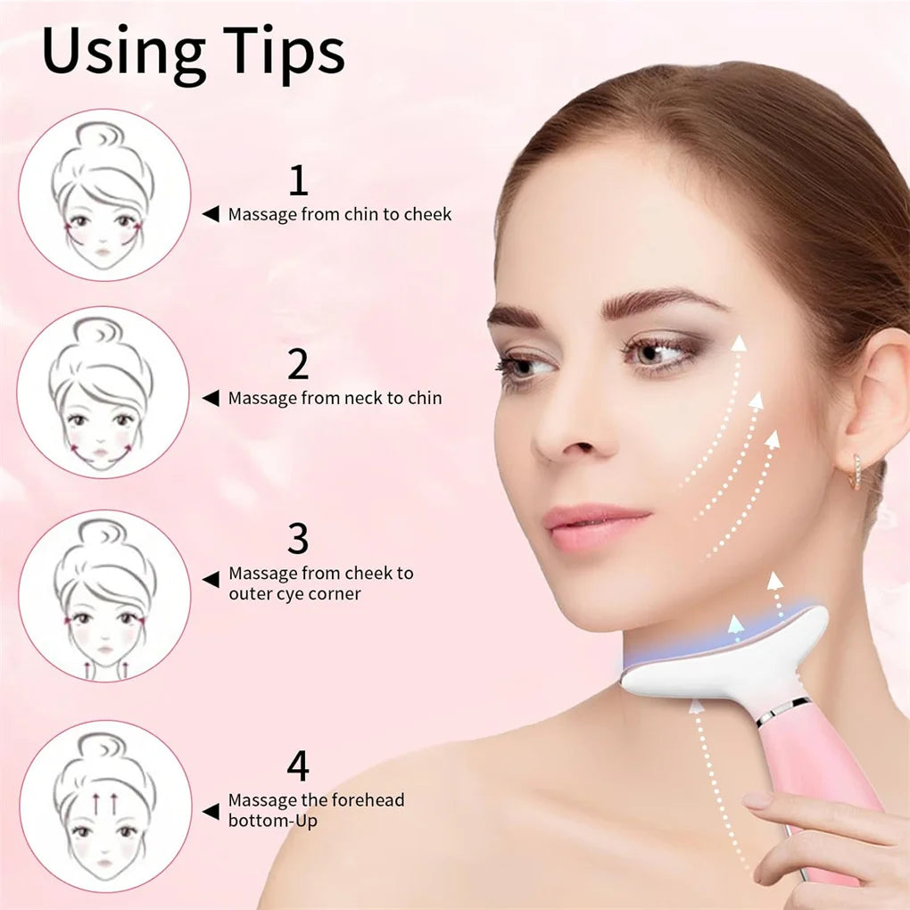Neck Face Massager, Skin Care Face Massage Tool, 3-in-1 Facial Massager, Face Sculpting Tool with Thermals, Vibration