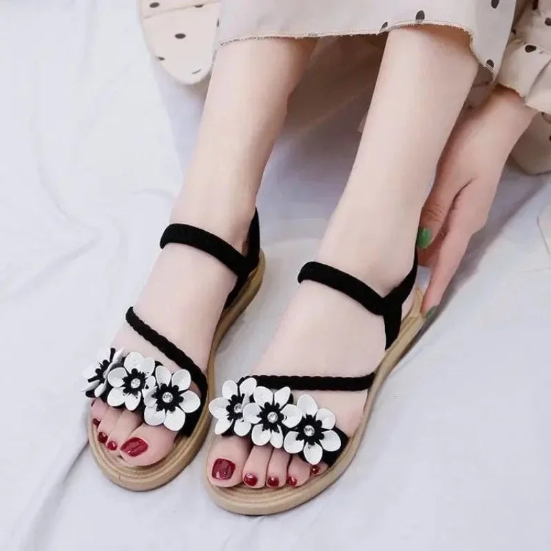 Chic Open Toe Flower Sandals for Women Comfortable Summer 2025