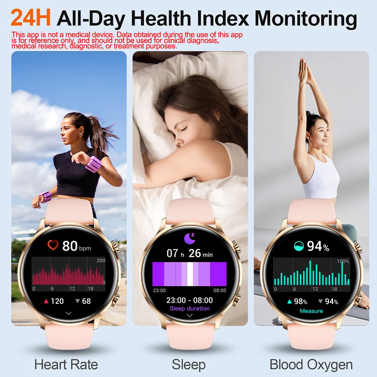 Body Temp Monitor Smartwatch for Women/ Men, 1.39'' HD Touch Screen with Sleep Monitor/ IP67 Waterproof / 100+Sports/ SMS Alerts