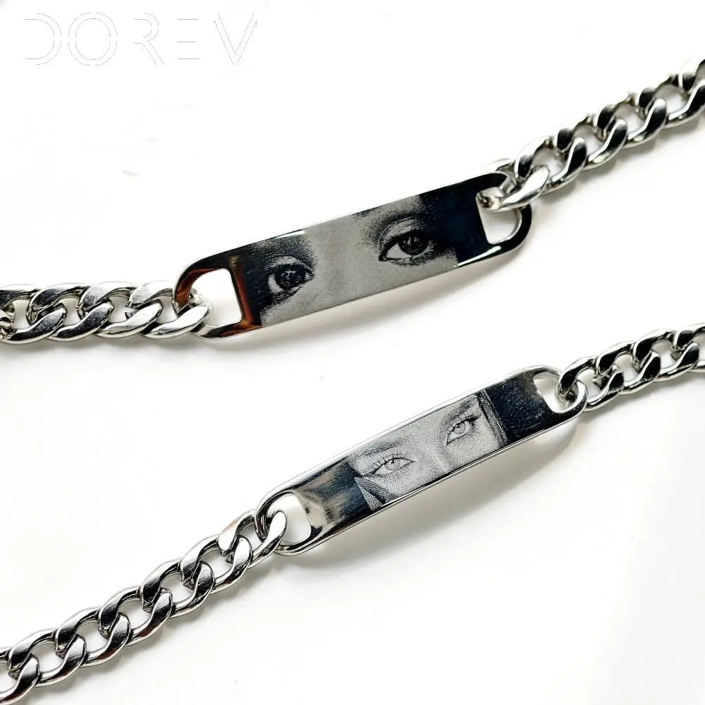 DOREMI New Products Custom Picture Engrave Eyes Photo Bracelet Cuban Chain Unisex Eyes Memory Bracelet