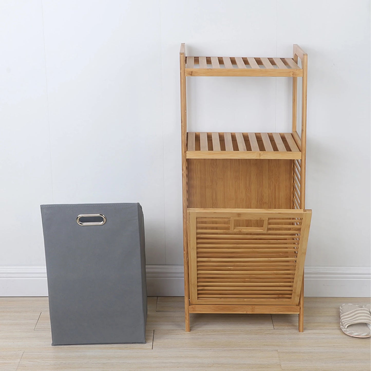 Bamboo Laundry Basket For Household Goods/Simple Storage On Laundry Shelves
