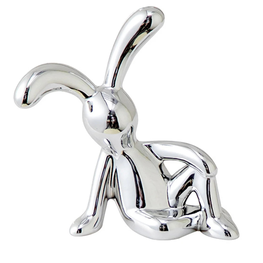 Rabbit Animal Decor Modern Style Sitting Rabbit Ornament Silver Nordic Rabbit Statue Living Room Decoration