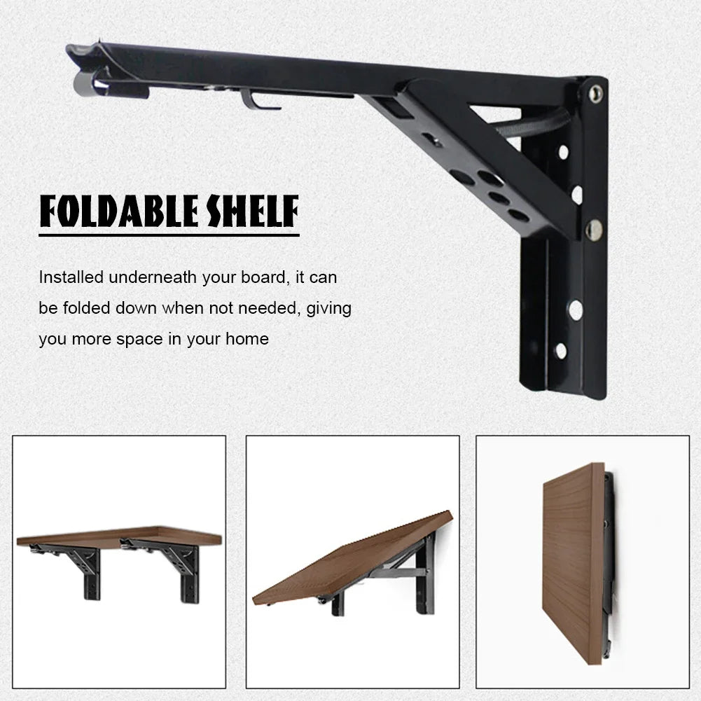 1/2PCS 8-14 Inch Black Triangle Folding Angle Bracket Heavy Support Adjustable Wall Shelves Mounted Table Shelves Home Hardware