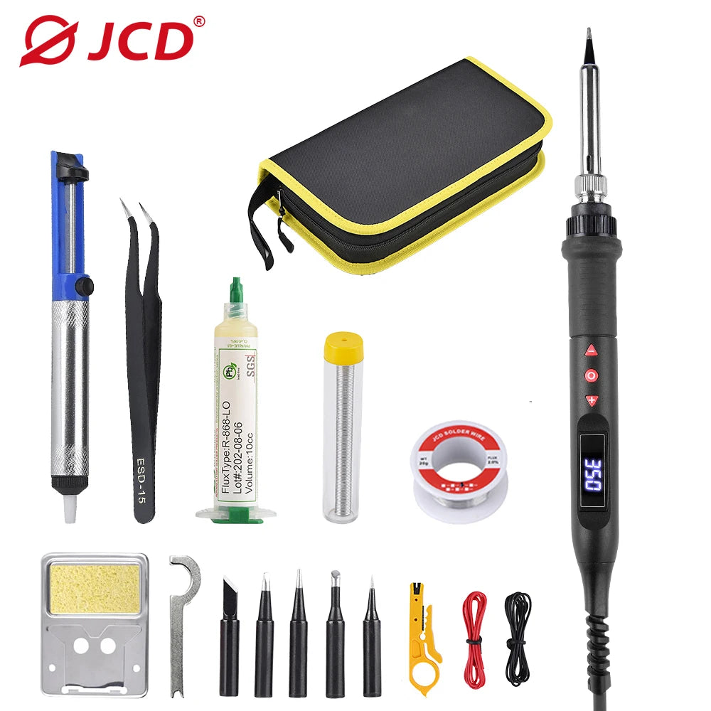 JCD Soldering Iron Kit 80W LCD Digital Display Adjustable Temperature With Switch Portable iron 220V/110V Welding Tools 908U
