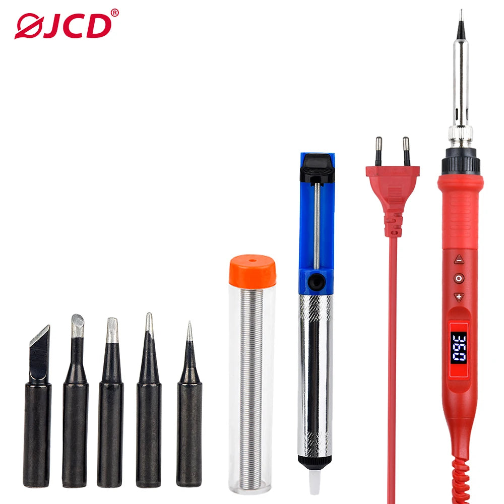 JCD Soldering Iron Kit 80W LCD Digital Display Adjustable Temperature With Switch Portable iron 220V/110V Welding Tools 908U