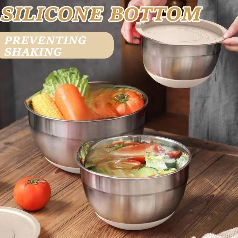Good Home Furnishings Fast delivery.Mixing Bowls with Airtight Lids Set, 26PCS Stainless Steel Khaki Bowls with Grater Attachme