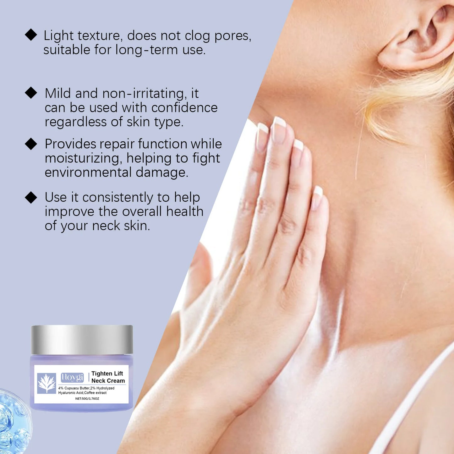 Hoygi Neck Care Cream Moisturizing Nourishing Skin Remove Wrinkle Quick Absorbed Non-greasy Firming Lifting Beauty Neck Cream