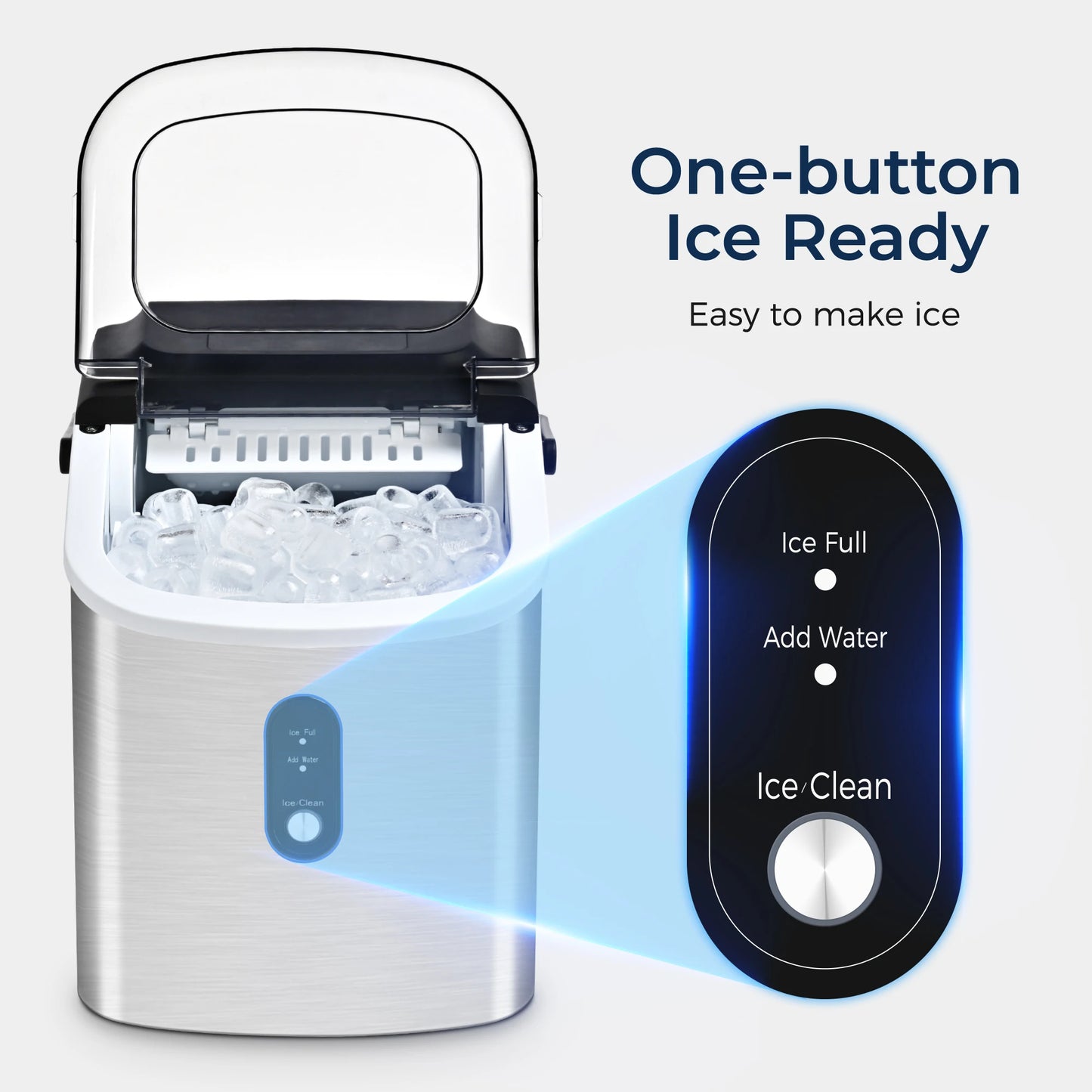 ICYGLEE Portable Ice Maker Machine 26.5lbs/Day 9 Cubes in 6 Mins with Auto-Cleaning Basket and Scoop for Kitchen Office Party