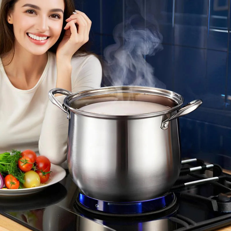 tainless Steel Large Capacity Soup Pot with Extra Height and Thickness for Boiling Porridge and Making Broth – For Home Use