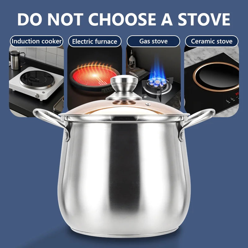 tainless Steel Large Capacity Soup Pot with Extra Height and Thickness for Boiling Porridge and Making Broth – For Home Use