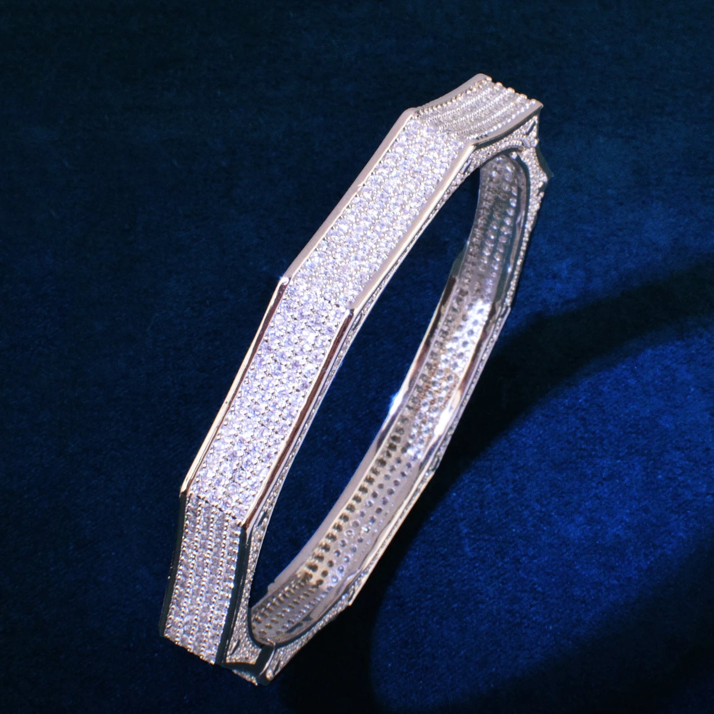 Gold Color Full Cubic Zirconia Bangle For Men Women Hip Hop Rock Rapper Jewelry Gift