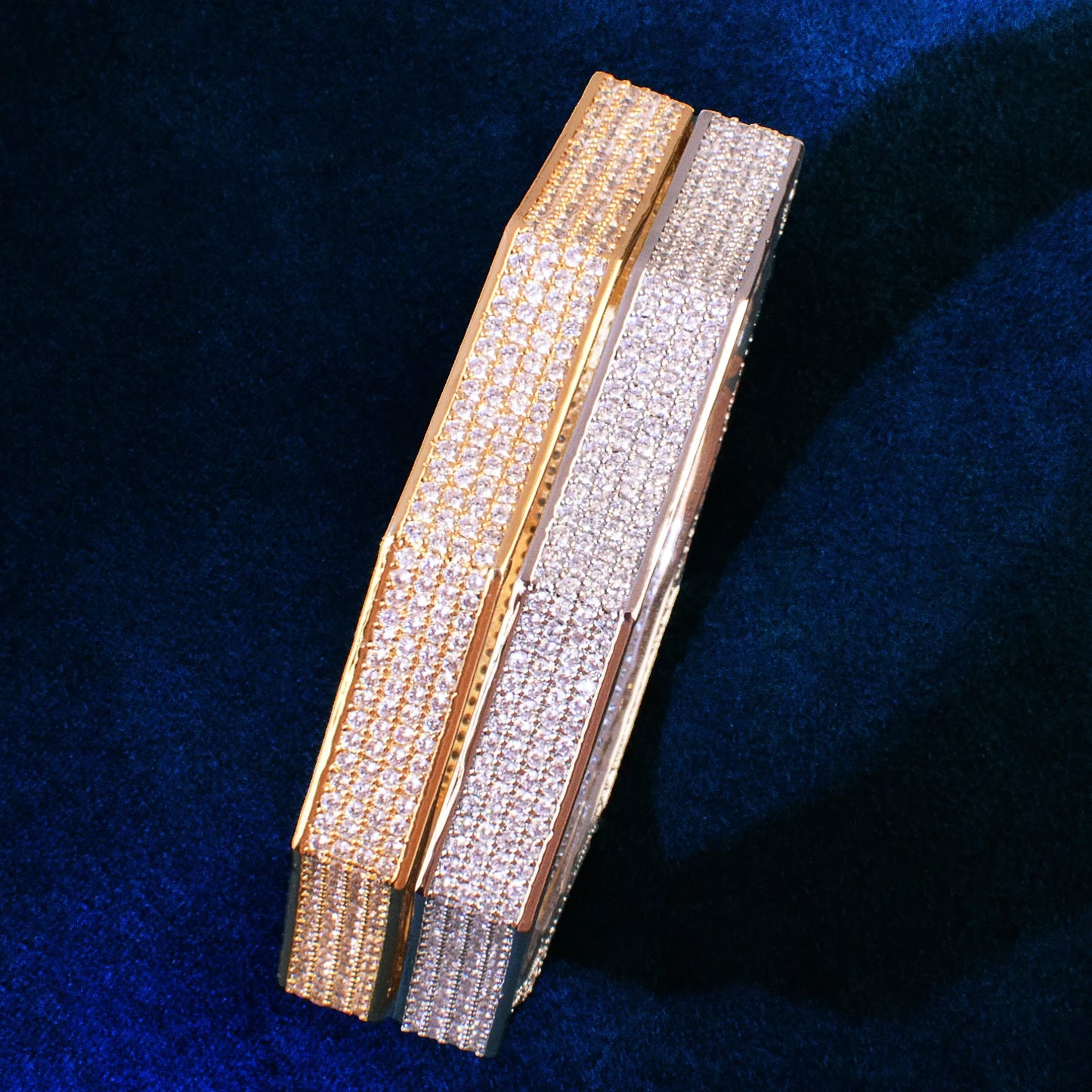 Gold Color Full Cubic Zirconia Bangle For Men Women Hip Hop Rock Rapper Jewelry Gift