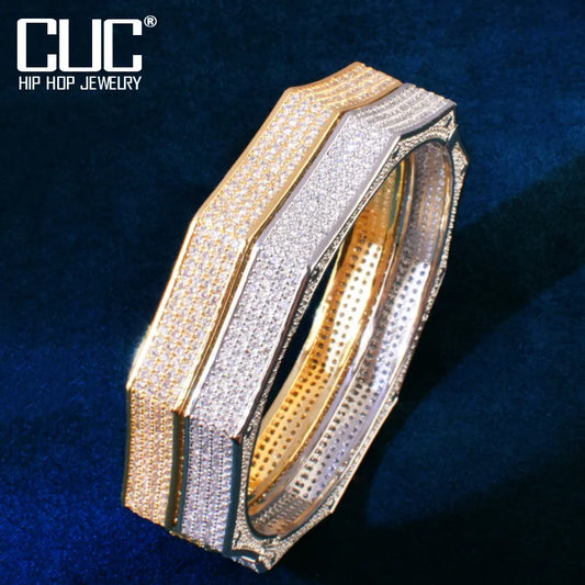 Gold Color Full Cubic Zirconia Bangle For Men Women Hip Hop Rock Rapper Jewelry Gift