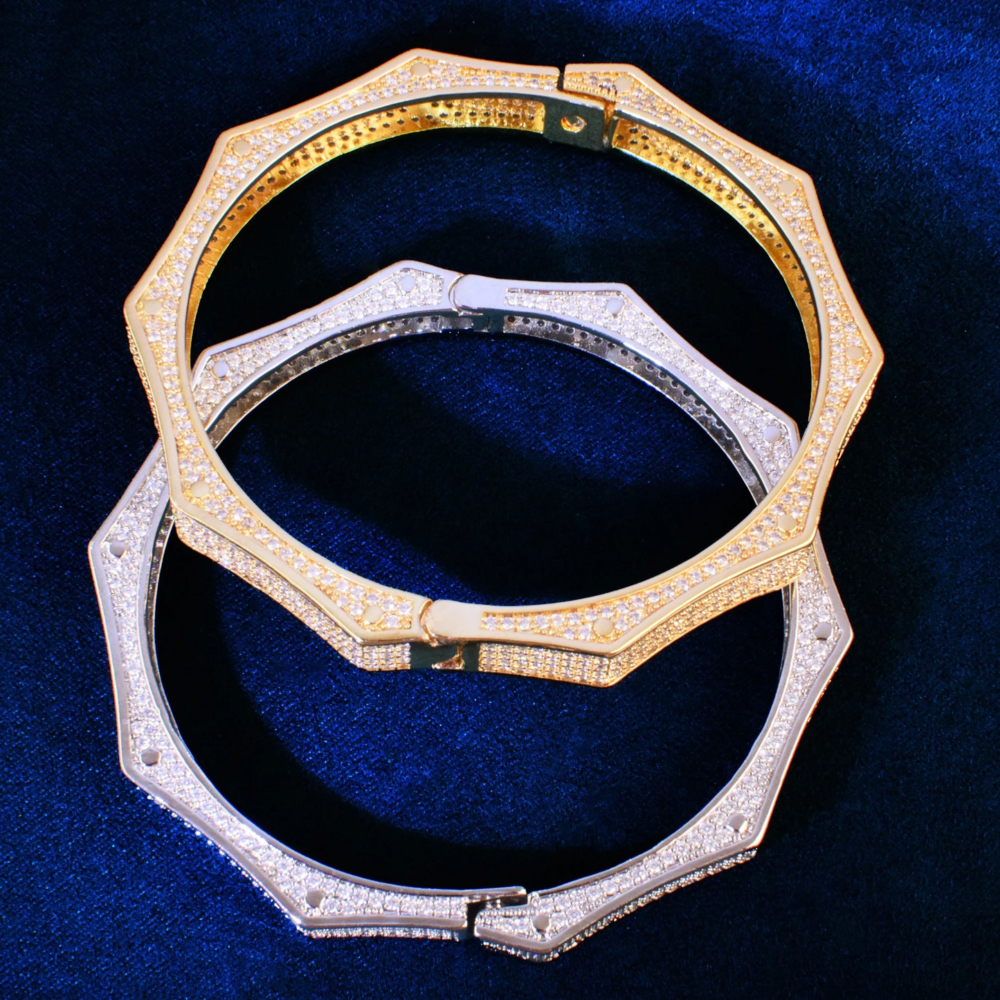Gold Color Full Cubic Zirconia Bangle For Men Women Hip Hop Rock Rapper Jewelry Gift