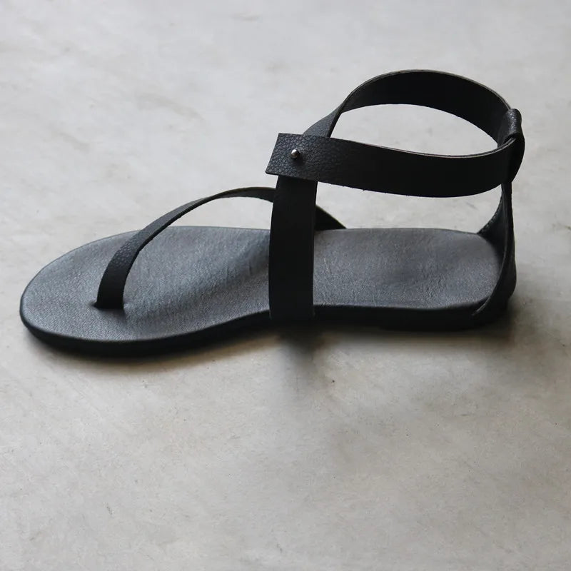 2025 Women Flats Sandals New Summer Shoes Fashion Flip Flops Ladies Shoes Rome Black Sandals Classic Buckle Zapatos De Mujer