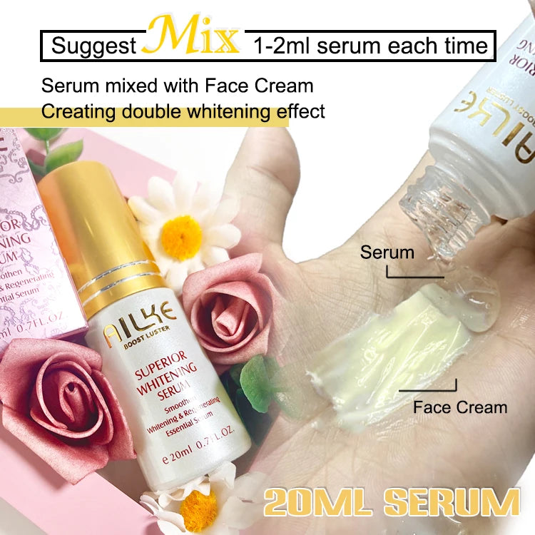 AILKE Lightening Cream, Antioxidant, Glowing, Reduce Spots, For Black, Dark Skin, Whitening Face Care Set for All Skin Types