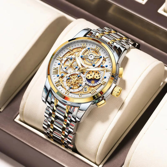 LIGE Luxury Fashion Men Watch Waterproof Luminous Date Man Wristwatch Stainless Steel Chronograph Quartz Men's Watches Reloj