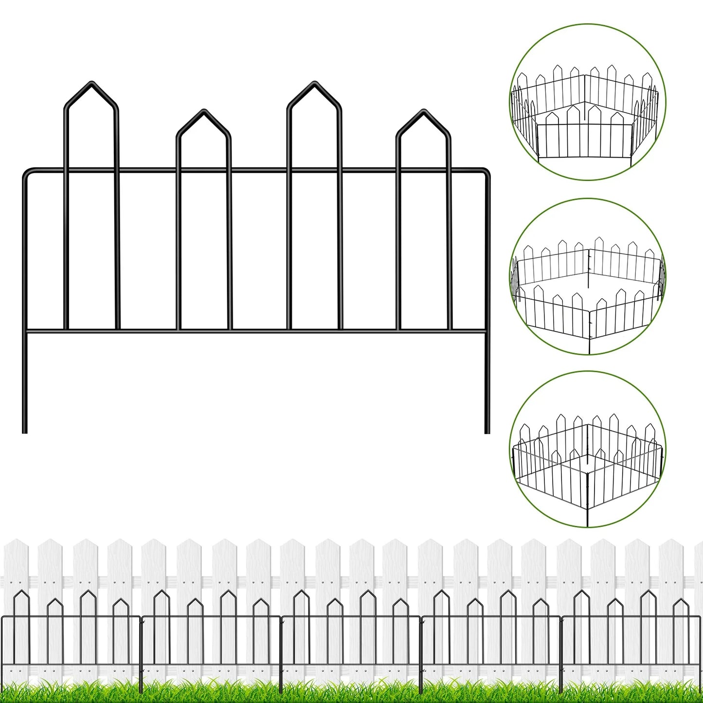 Garden Decorative Fence Metal Wire Fencing Border Outdoor 13in(H)*10ft(L) Small Fencing for Flower Bed Lawn Shrub Vegetable