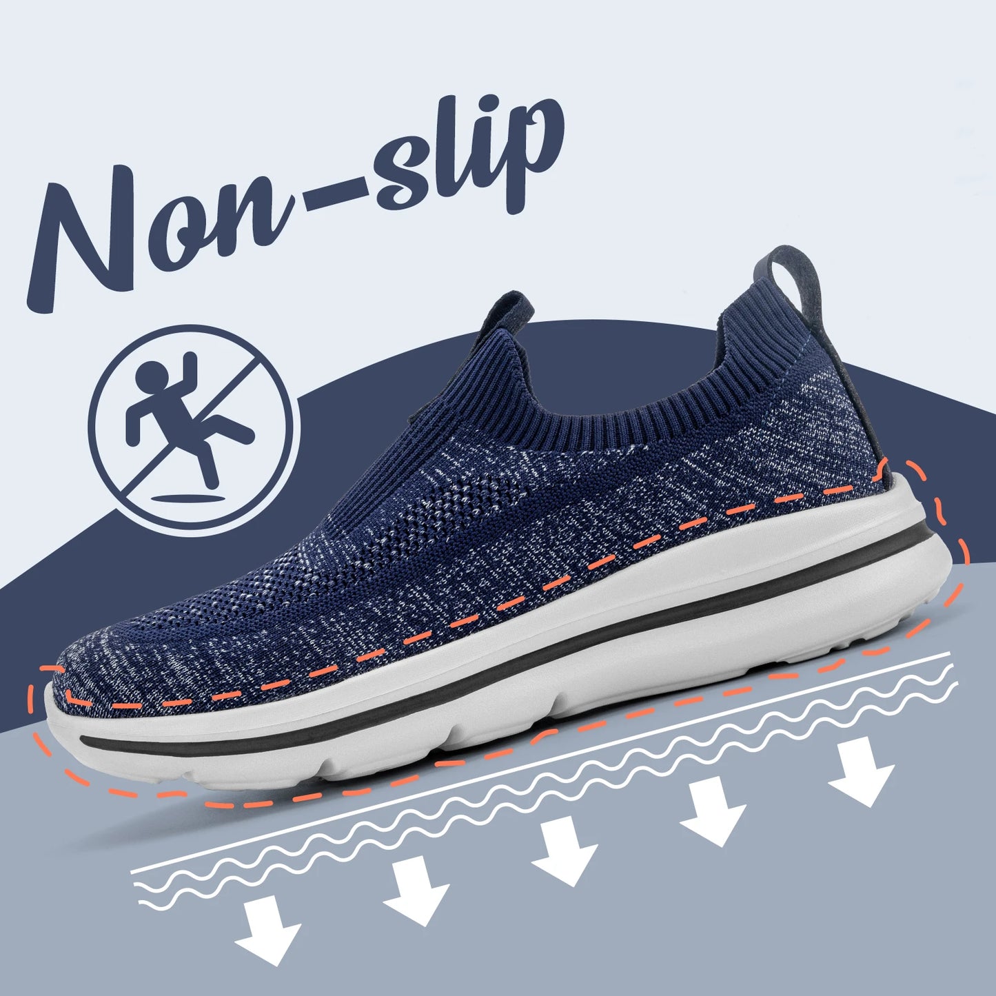Knit Casual Walking Shoes for Men Slip On Sneakers Non-Slip Lightweight Breathable Sneaker Mesh Outdoor Travel Work Shoes 1239