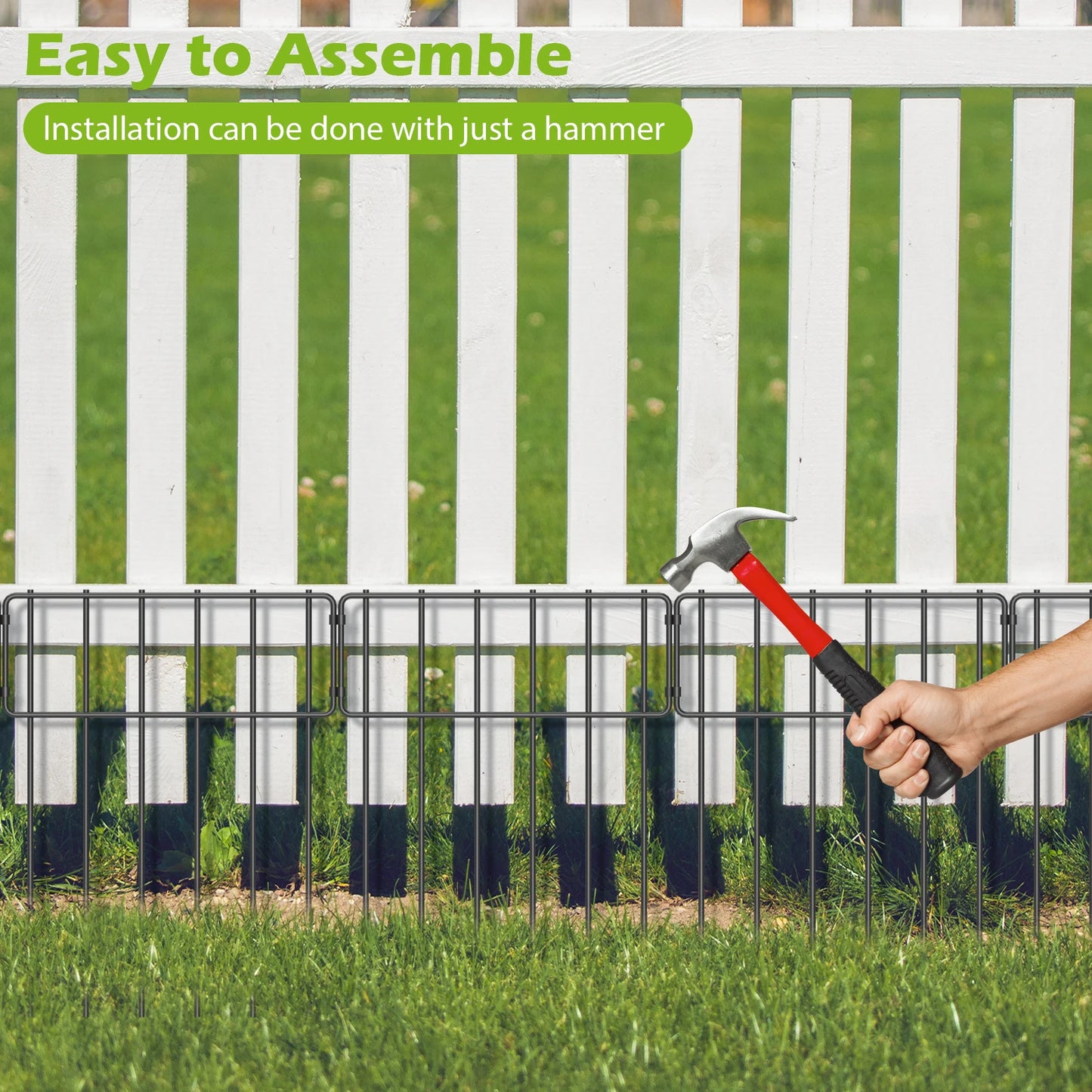 10-Pack 10ft x24in Rustproof Metal Animal Rabbit Fence, No-Dig Decorative Garden Barrier for Yard Outdoor