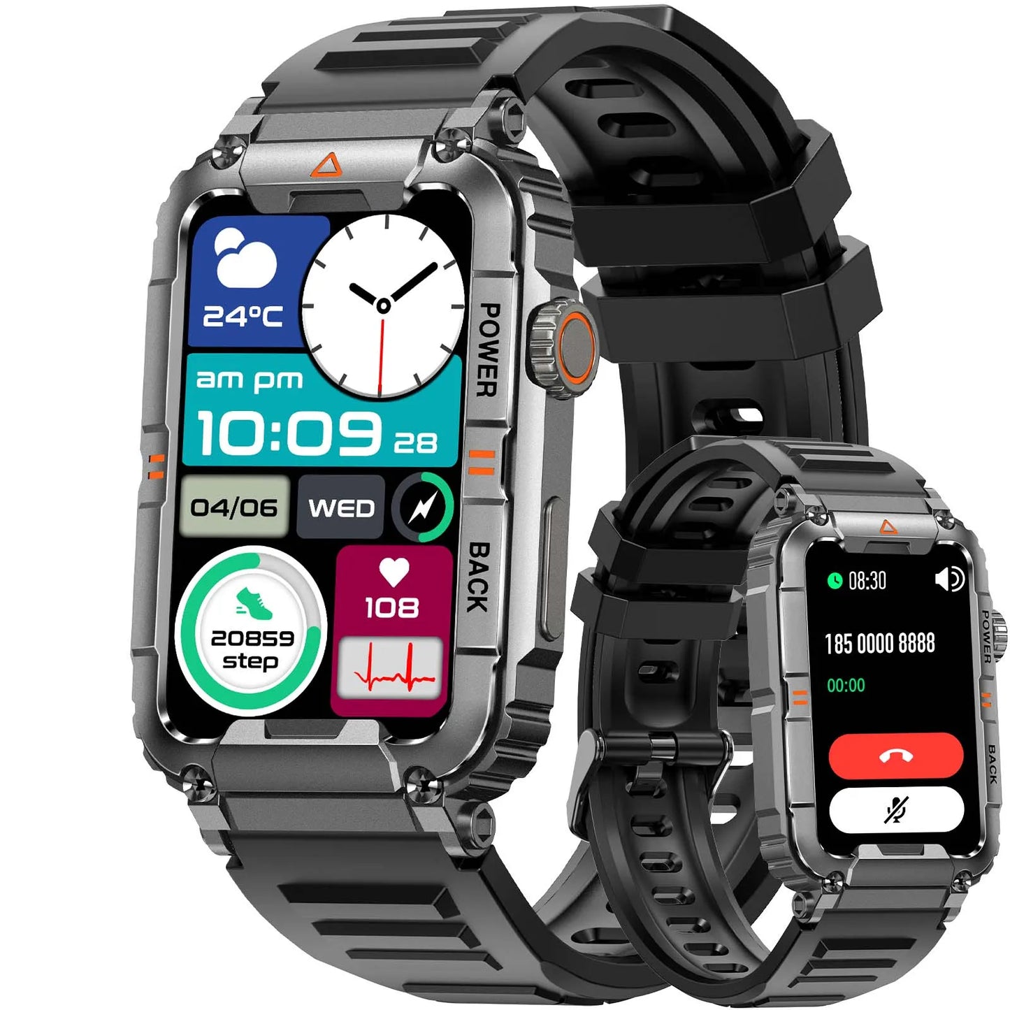 LaNikar New Military Smart Watch 100+ Sports Modes Health Monitor Bluetooth Call IP67 Waterproof Men Women For IOS Android KR88