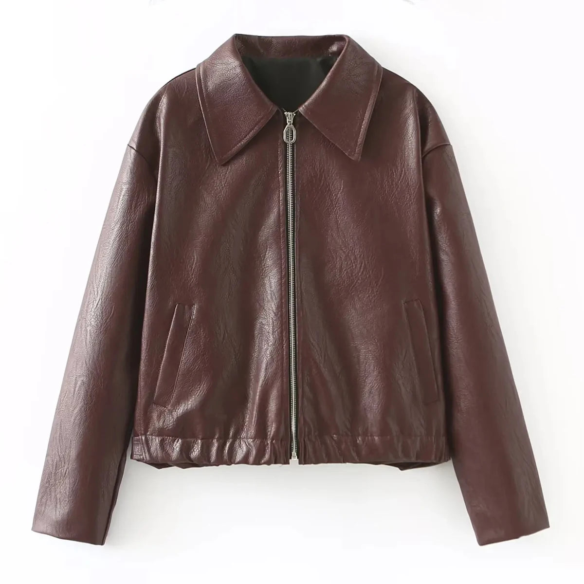 Women Retro Loose Long Sleeve Zipper Jacket for Autumn Fashion