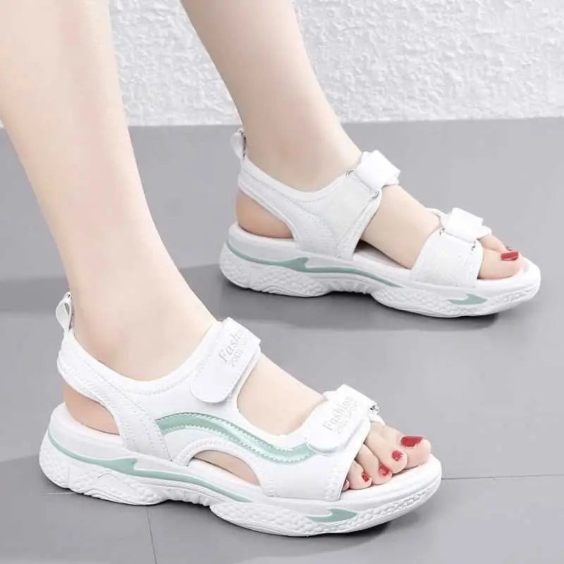 Women Outdoor Platform Leather Sandals for Summer 2024