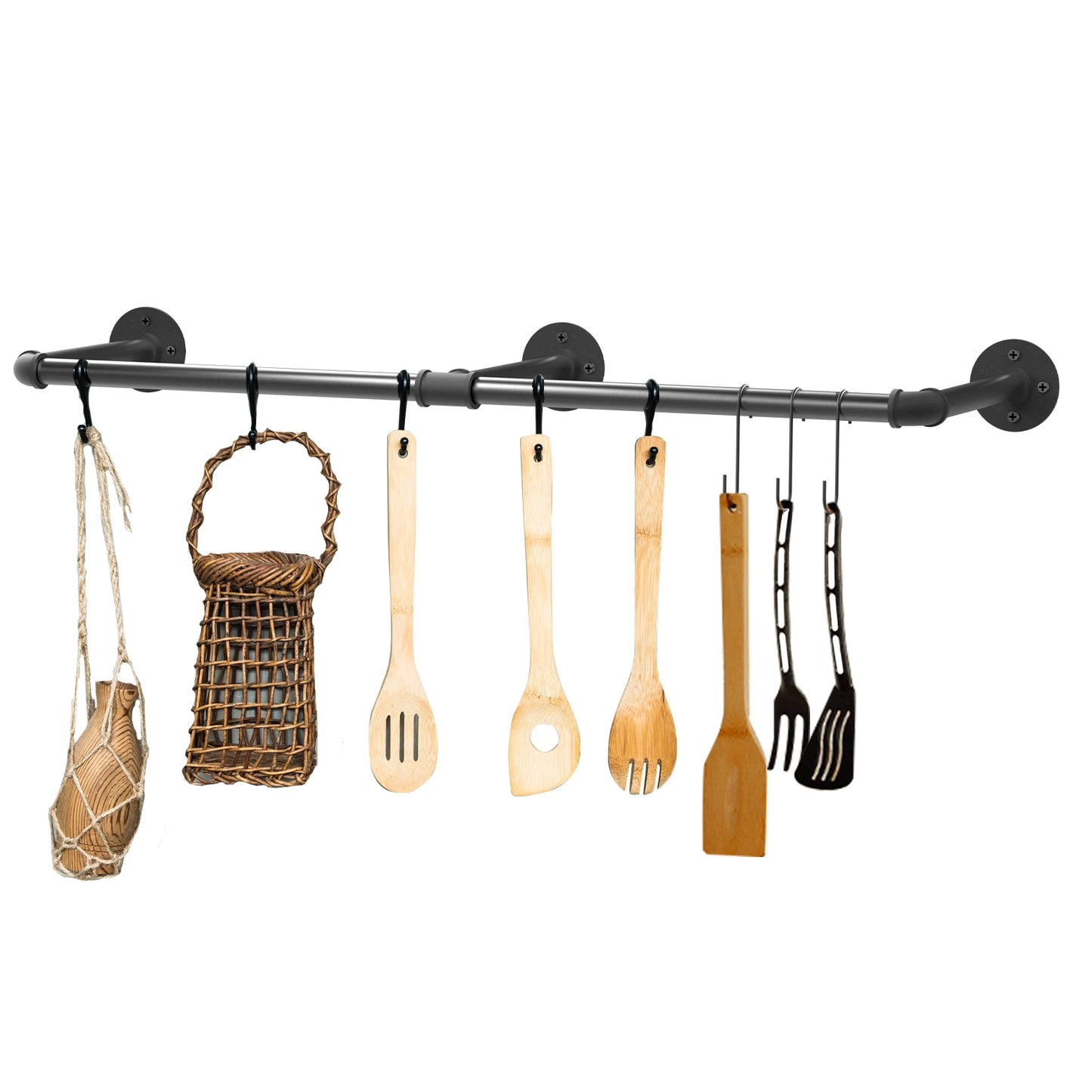 Wall Mounted 180cm Industrial Pipe Clothes Hanging Rail Rod Garment Rack Detachable