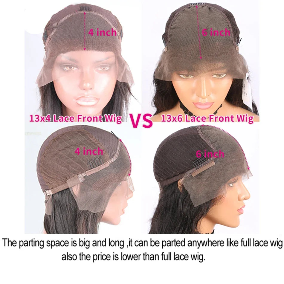 HD Transparent 13x6 Lace Front Human Hair Wig For Women