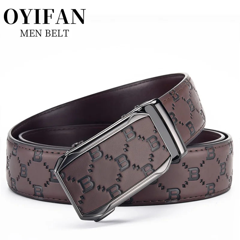 Black Brown Genuine Leather Belt Men, Luxury High Quality Automatic Buckle Belt, Business Casual Fashion Designer Belt for Men