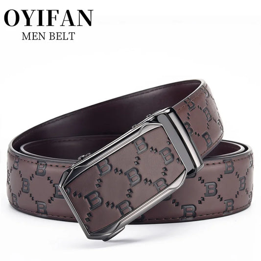Black Brown Genuine Leather Belt Men, Luxury High Quality Automatic Buckle Belt, Business Casual Fashion Designer Belt for Men
