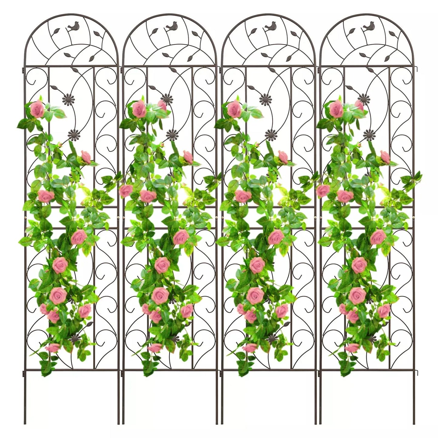 2/4 Pack Garden Trellis for Climbing Plants Metal Fence 87''x20'' Panel Yard Corner Garden Decorations Outdoor Garden Fence