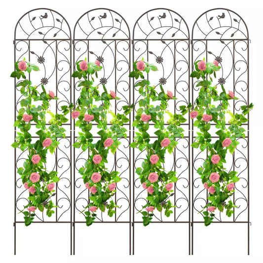 2/4 Pack Garden Trellis for Climbing Plants Metal Fence 87''x20'' Panel Yard Corner Garden Decorations Outdoor Garden Fence