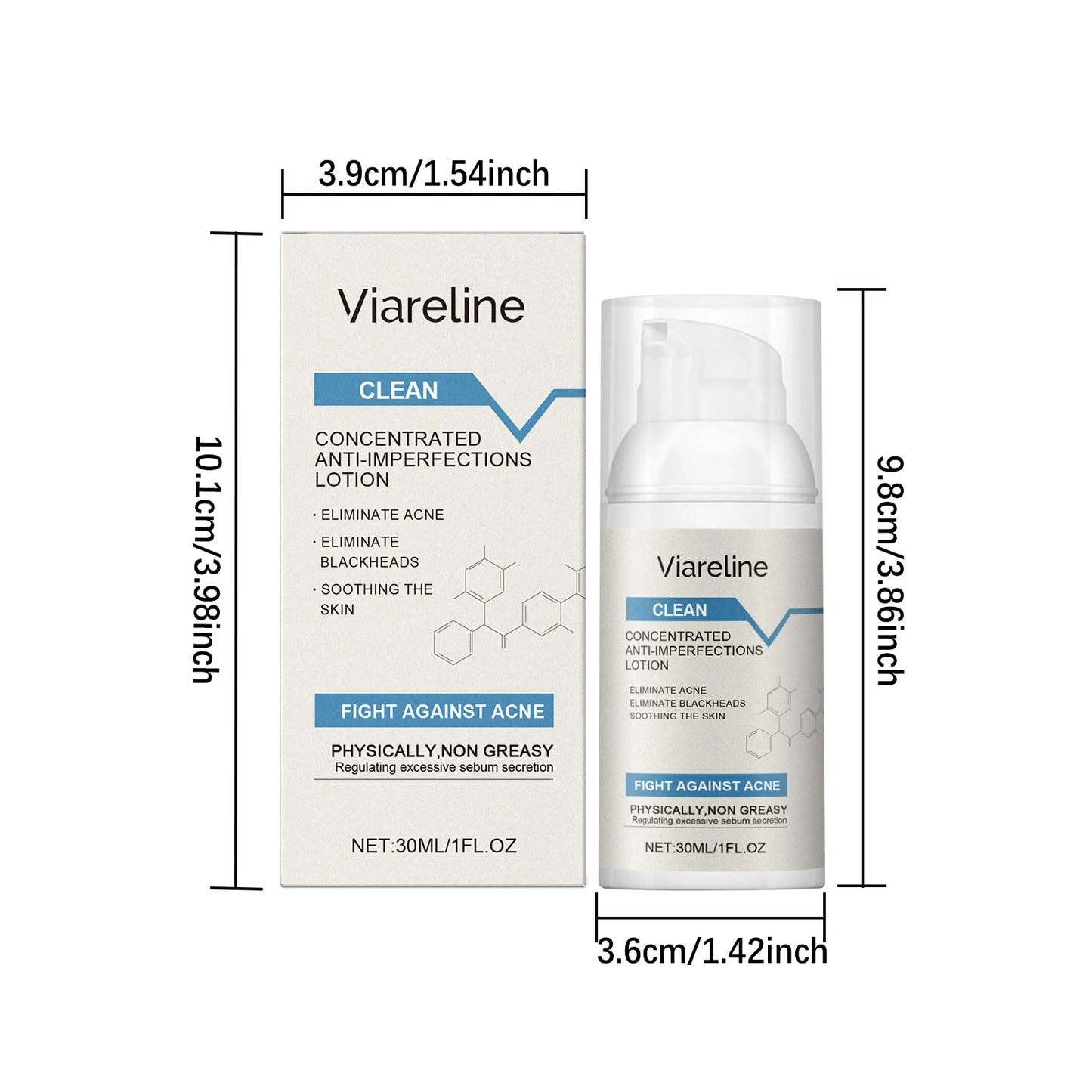 Viareline Face Skin Care Lotion Acne Treatment Eliminate Blackheads Soothing Skin Reduce Redness Non-greasy Acne Care Lotion