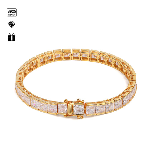 1pc S925 Sterling Silver with 5mm*5mm  5A Zirconia Tennis Bracelet, Men's and Women's, | Gemstones & Jewelry | Gifts for Him | G