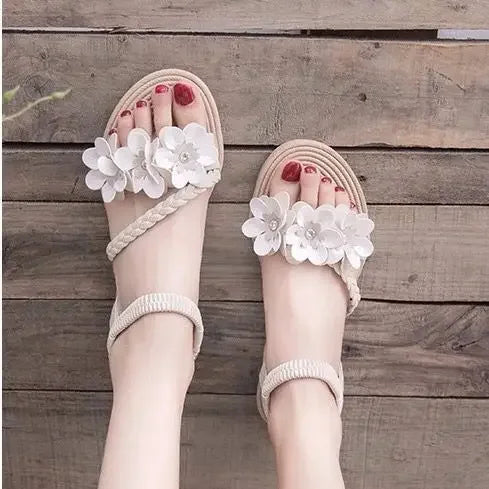 Chic Open Toe Flower Sandals for Women Comfortable Summer 2025