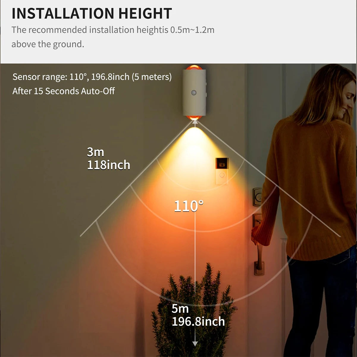 Motion Sensor Wall Lamp Gradient Ambient Night Light Dimmable With Detectors Body Sensing Led Decorative Outdoor Rgb Lamps Human