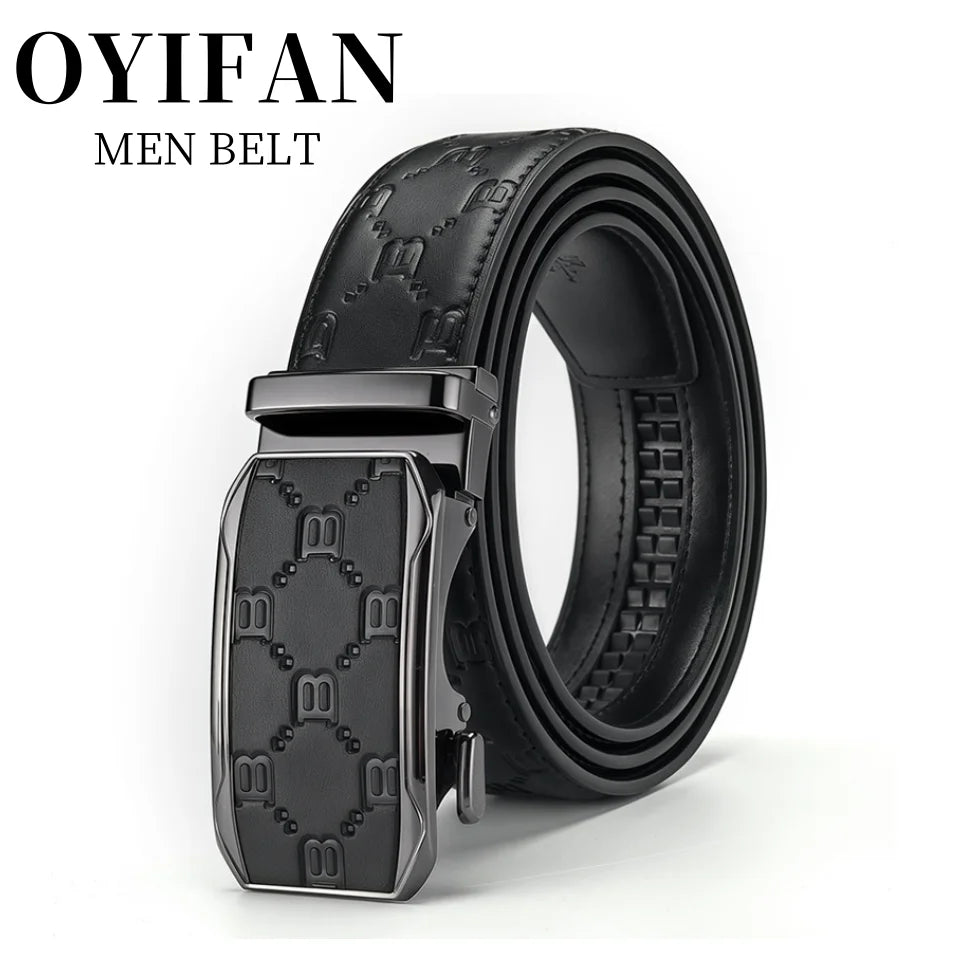 Black Brown Genuine Leather Belt Men, Luxury High Quality Automatic Buckle Belt, Business Casual Fashion Designer Belt for Men