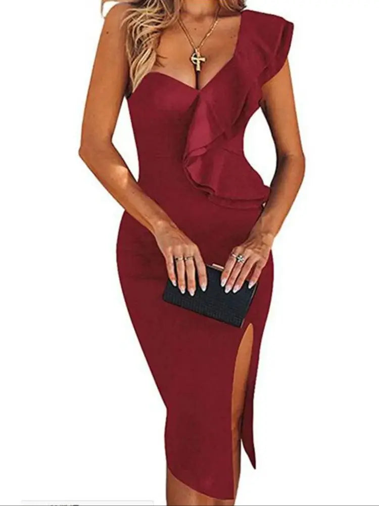 Bandage Dress Black Bodycon Dress Evening Party Elegant Sexy One Shoulder Birthday Club Outfit 2022 Summer New Arrival